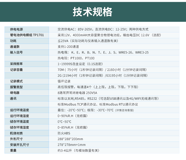 多路温度记录仪