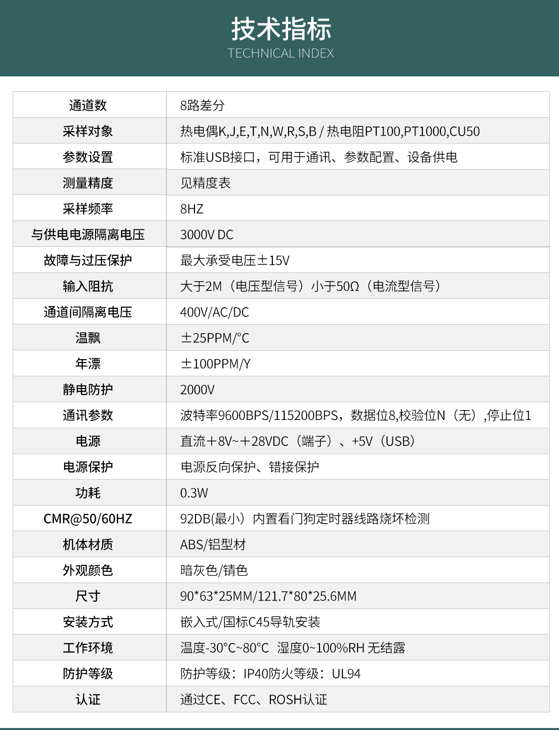 多通道温度采集模块