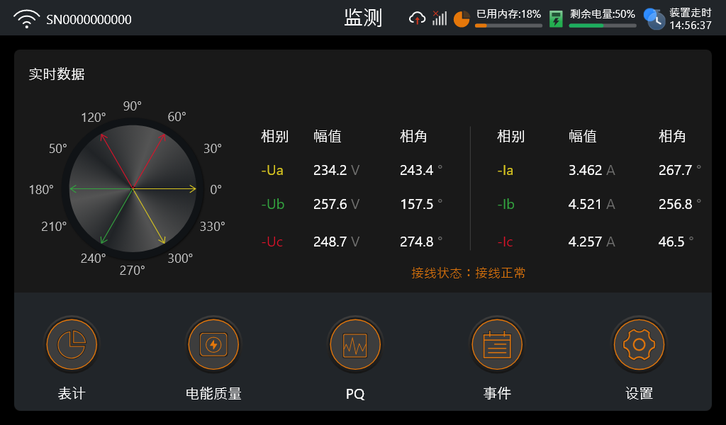 监测菜单界面