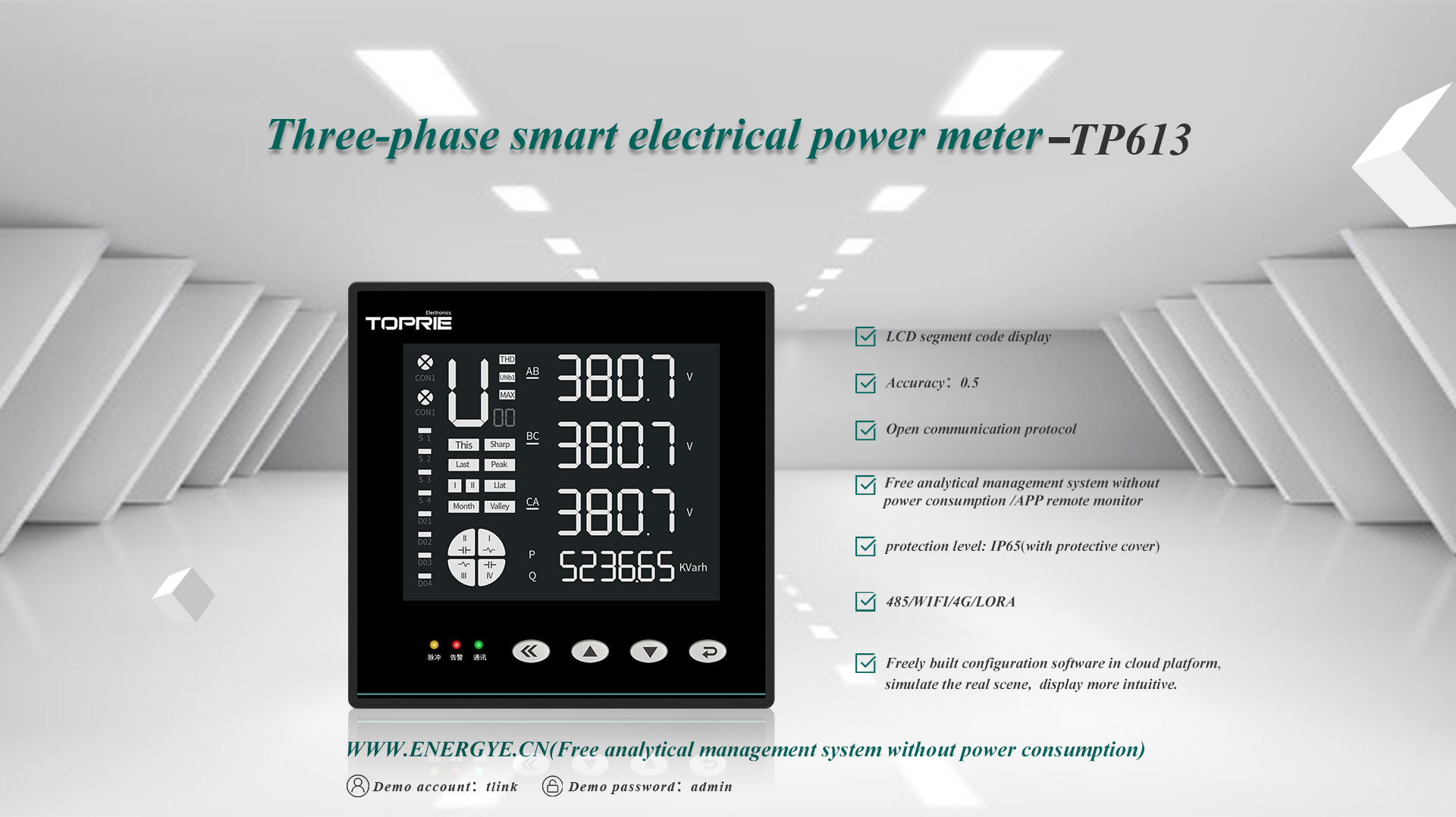 There phase electrical power meter