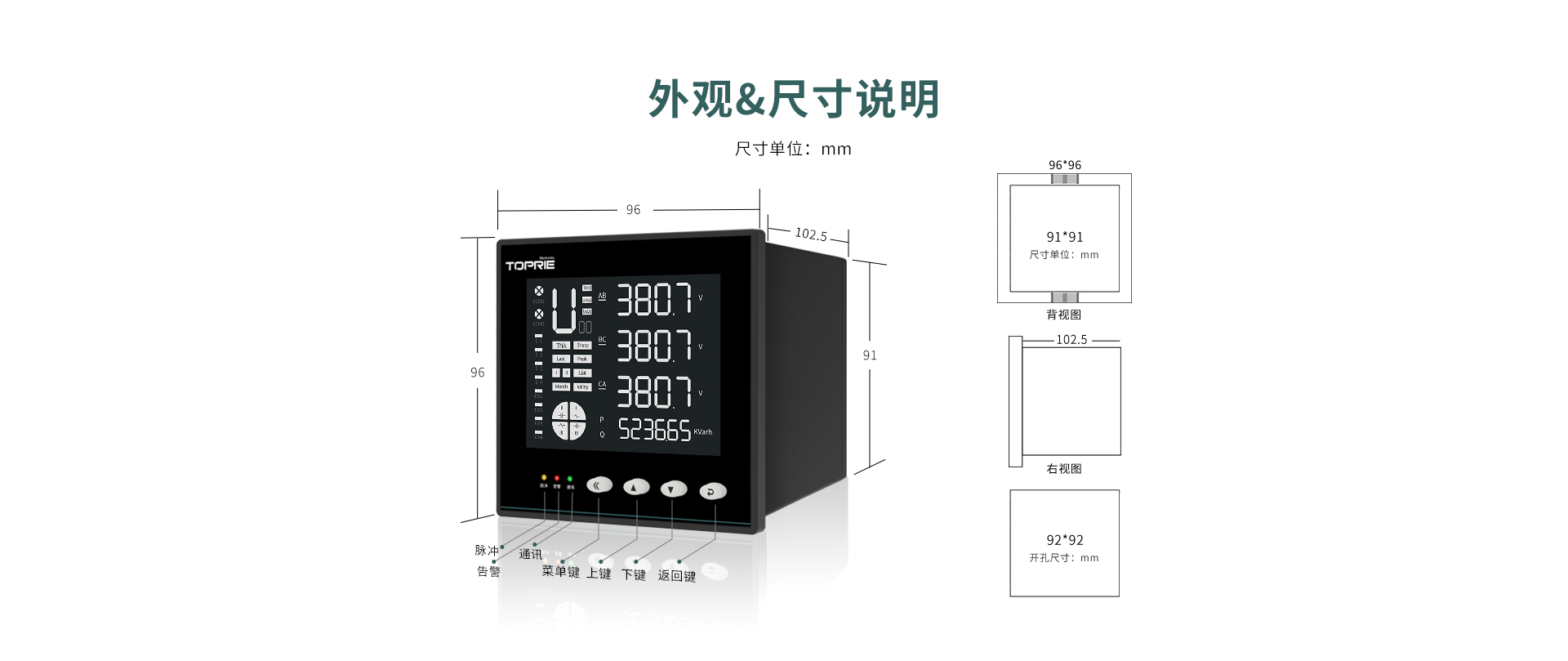 There phase electrical power meter