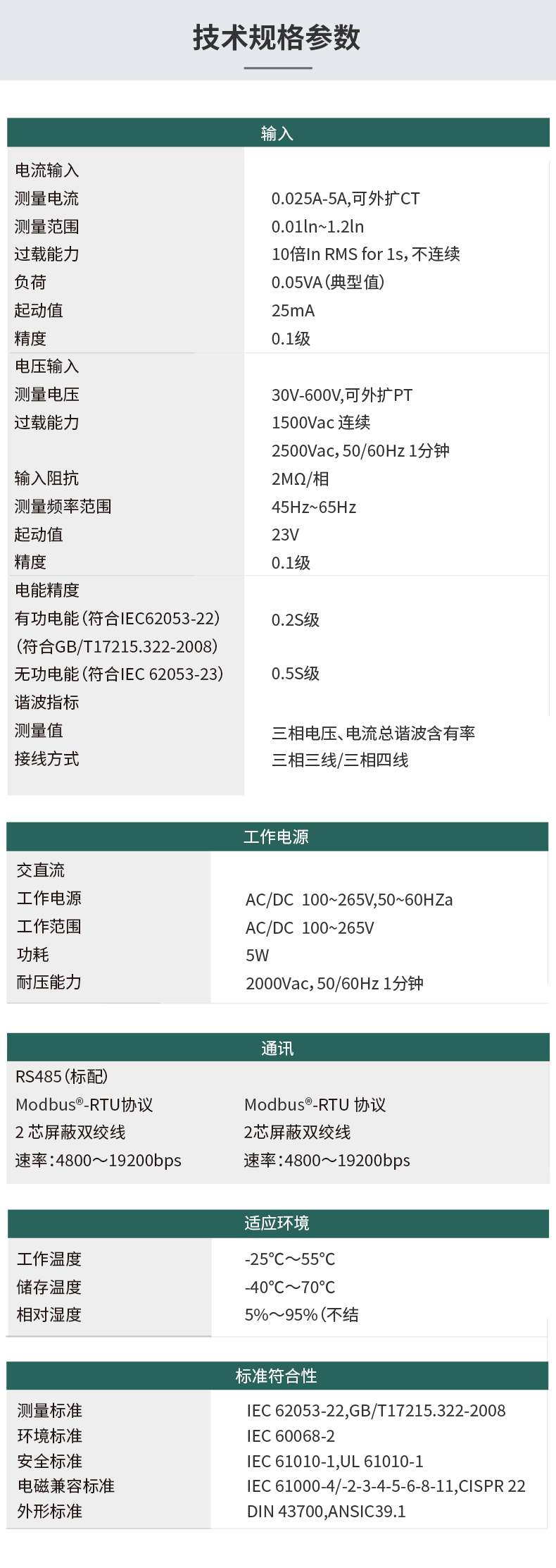 在线式电能质量监控装置